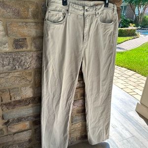 Men’s Orvis 36x34, 5 Pocket 1856, tan 100% cotton, denim type material